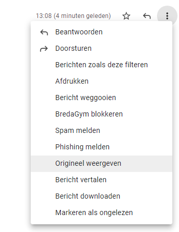 Gmail extra opties