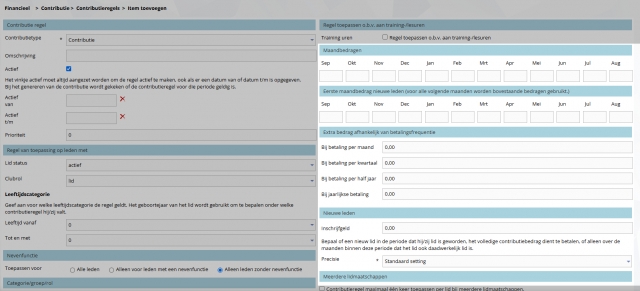 Contributiebedragen Contributiebedragen