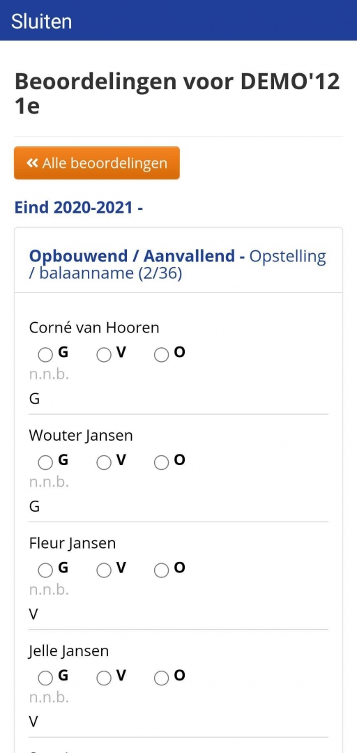 Registratie beoordeling Registratie beoordeling